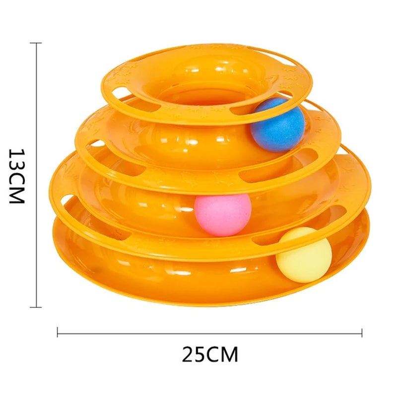 3-4 Level Interactive Cat Tower Track Toy
